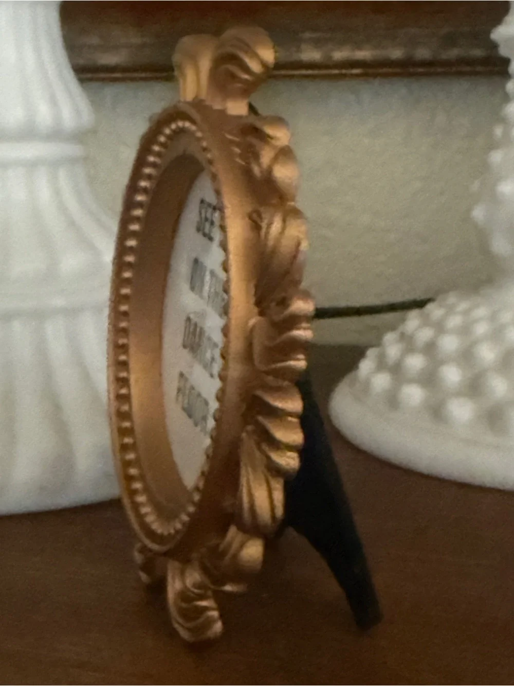 New honorable citizens original art miniature gold ornate oval frame dance 2x3”